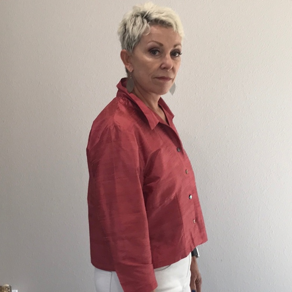 Gerties Crop Blouse silk shantung crop top